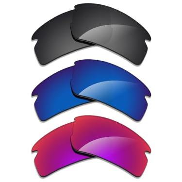 Imagem de Alphax 3 pares de lentes polarizadas de substituição para óculos de sol Oakley Flak 2.0 XXL OO9488 - preto + água profunda + sol meia-noite