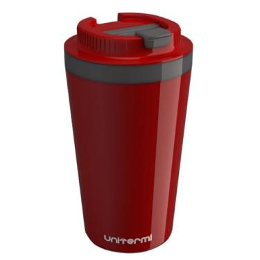 Imagem de Copo Térmico Minas 400 ML com Tampa Parede Dupla Multiuso Squeese Unitermi Café Chá Suco Leite Água (VERMELHO)