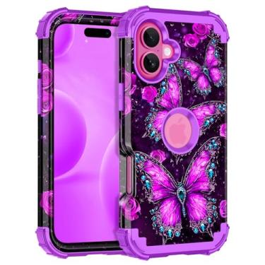 Imagem de Casetego Capa para iPhone 16 Plus, brilha no escuro, três camadas, resistente, à prova de choque, proteção total, policarbonato rígido + capa amortecedora de TPU macio para Apple iPhone 16 Plus de 6,7