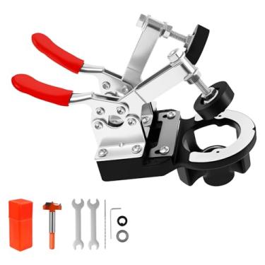 Imagem de Dobradiça oculta de alta precisão gabarito de metal para porta de armário com acessórios para porta de armário de madeira DIY (prata)