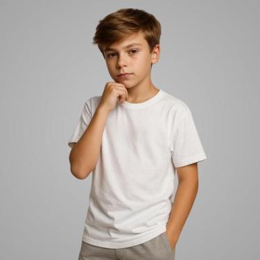 Imagem de Camisetas Manga Curta Infantil Bebê Menino Básica Lisa 100 Algodão - L