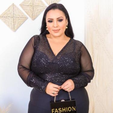 Imagem de Crooped em paetê Plus Size - ., Preto, Tamanho Único Veste do 46 ao 50