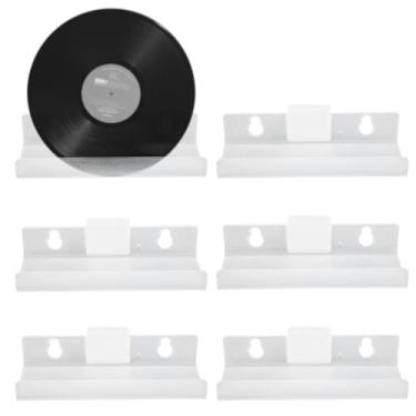 Imagem de 6pc Suporte para Discos de Vinil, Transparente Autoadesivo Acrílico Suporte Parede para Discos Vinil Prateleira Armazenamento Cartões Álbum Prateleiras Exibição Foto Livros CD por Loja Home Office