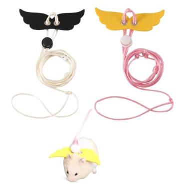 Imagem de Conjunto de 2 peças de arnês e coleira de animais pequenos para hamsters, planadores de açúcar, lagartos e dragões barbudos – lindo design de balanço de anjo, acessório de caminhada seguro, ajustável