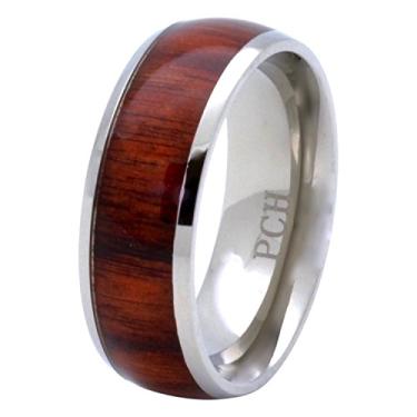 Imagem de PCH Jewelers Aliança de casamento masculina e feminina de titânio havaiana Koa de 8 mm, Madeira, NA