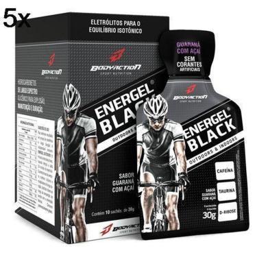 Imagem de Kit 5X Energel Black - 10 Sachês Guaraná c/ açaí - BodyAction-Unissex