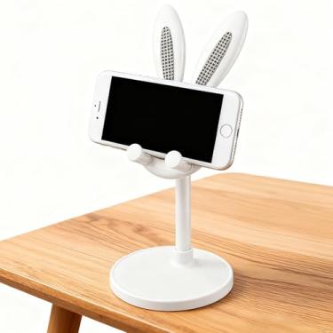 Imagem de Bunny Suporte de celular fofo em forma de coelho para mesa com as mãos livres para assistir a vídeos e chamadas de vídeo