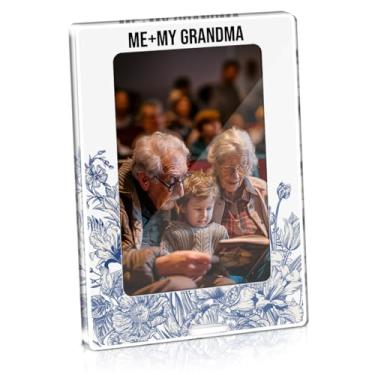 Imagem de Porta-retrato Me & My Grandma 10 x 15 cm, presente para avó para aniversário, Natal, Dia das Mães, Grandmother and Me, porta-retrato floral