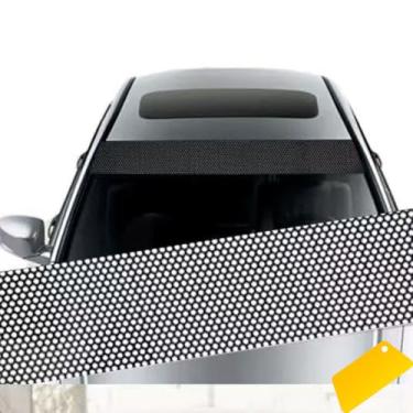 Imagem de YehVeh Pacote com 2 adesivos de vinil de para-sol para para-brisas de carro, tira de matiz de para-brisa perfurada unidirecional, película de privacidade para janela unidirecional, rolo de envoltório