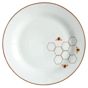 Imagem de Jogo Pratos Rasos 27Cm Kit 6 Peças Abelha Porcelana Decorada