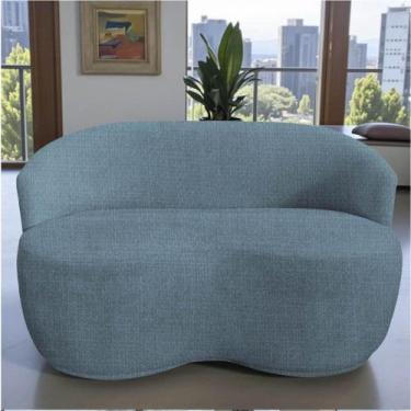 Imagem de Namoradeira Decorativa Beatriz Orgânica Linho Azul - Mazzero Decor