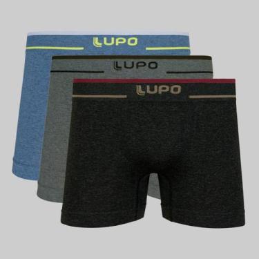 Imagem de Kit 3 Cuecas Lupo Boxer Fio Texturizado Sortidos 00733, Azul, Preto me