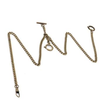Imagem de Chiffonade Corrente de relógio de bolso de metal bronze com 3 ganchos em T retrô 43 cm de comprimento (1 corrente de relógio de bolso)