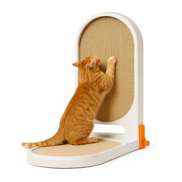 Imagem de Arranhador de gato extragrande em forma de L de 114 cm com brinquedo de bola, almofada para arranhões para gatos internos, protetor de móveis de papelão durável para gatos e sofá, poste moderno para