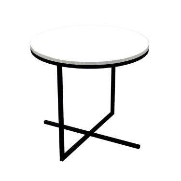 Imagem de Mesa de Centro Volpi Branco Base Metálica Preto 46cm