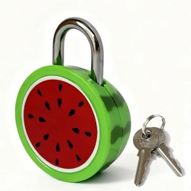 Imagem de Cadeado de frutas bonito melancia mini cadeado com chaves - para caixa de joias, bolsa, bolsa, mochilas, armário, baú do tesouro, malas, armários de trabalho, caixa de cartas, diário, caderno