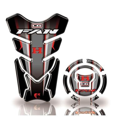 Imagem de Adesivo Protetor Tanque E Bocal Honda Cg Fan + 2018 Preto Vermelho