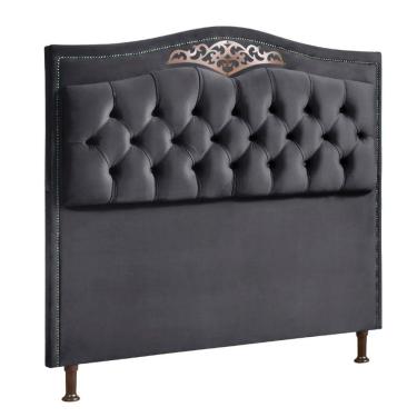 Imagem de Cabeceira Holanda 140cmcasal Veludo Shop Das Cabeceiras Cinza Chumbo