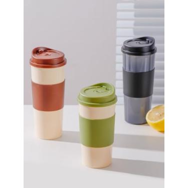 Imagem de Xícara de café leve para viagem de 354 g - plástico PP, tampa à prova de vazamento, portátil para caminhadas ao ar livre e deslocamento preto