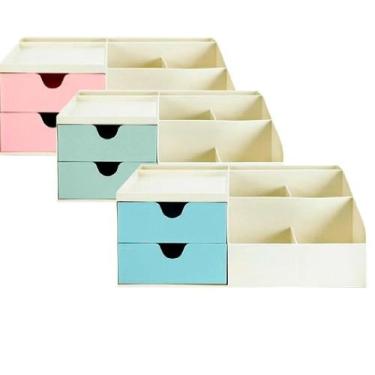Imagem de Organizador de Mesa Jacki Design com 2 Gavetas, Azul