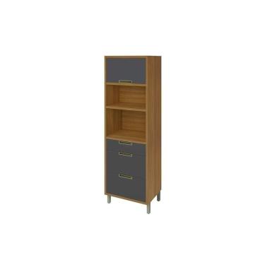 Imagem de Paneleiro De Cozinha Imperatriz C/ 1 Porta E 3 Gavetas (2 Fornos) 70cm Freijo/grafite - Nesher