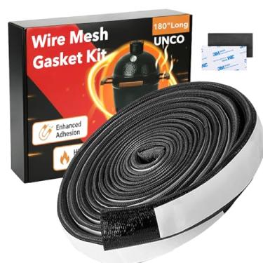 Imagem de UNCO - Kit de vedação de malha de arame, 450 cm de comprimento x 3 cm de largura, vedação de vedação de fibra de vidro para defumador de alta temperatura, adequado para Kamado Joe e Big Green Egg