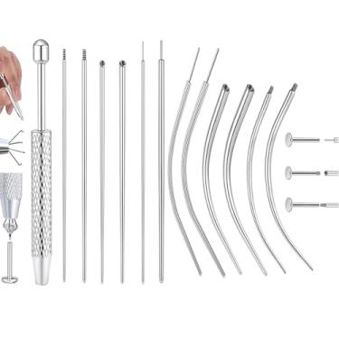 Imagem de Ferramenta de aperto de bola afunilada para troca de joias - 14 G, 16 G, 18 G, 20 g, pino de inserção sem fio, kit de alongamento para orelha/nariz/umbigo/mamilo/lábio/sobrancelha/língua (12 peças de