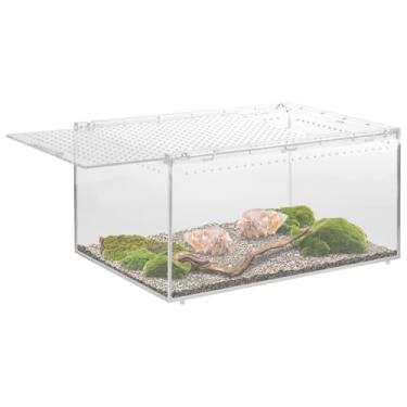 Imagem de Tanque de terrário de répteis de PC, habitat de tartaruga transparente respirável com tampa deslizante, design de malha superior, gabinete - gaiola de lagarto à prova de fuga, kit de aranha para