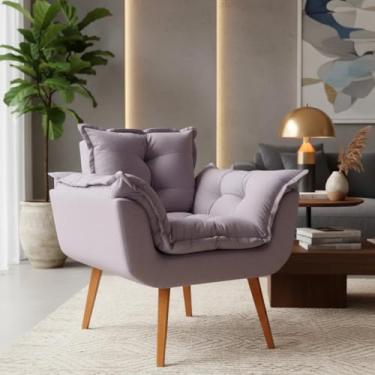 Imagem de Poltrona Decorativa Alice Confortável Para Sala Quarto Recepção Escritório Manicure Tecido Linho (Rosa Velho)