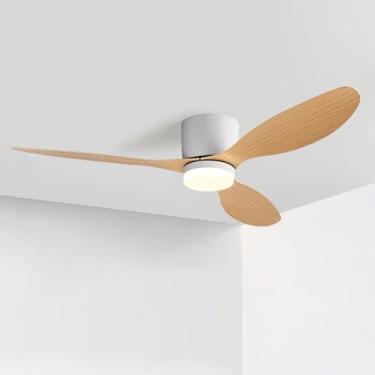 Imagem de Ventilador De Teto Pequeno Embutido De 42 Polegadas Com Luz Led, Ventilador De Teto Com Luzes E Controle Remoto, White Wood Grain