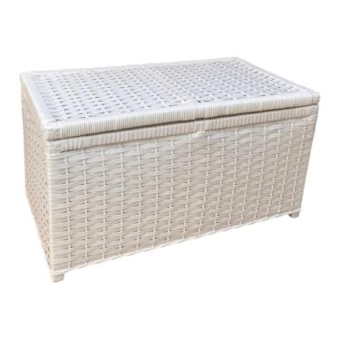 Imagem de Baú Cesta Caixa Organizadora de Fibra Sintética 70x40x40,Quarto, cozinha, varanda, banheiro(BRANCO)