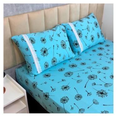 Imagem de Jogo de Lençol de Malha Casal 3 peças Estampado 100% Algodão Elástico Fronha c/Zíper(Modelo - 5)