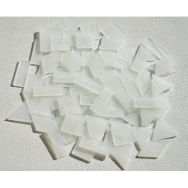 Imagem de CHICSHIS Grandes mosaicos de vidro transparente textrued, 70 peças de vitral a granel para arte em mosaico, kit de azulejos de vidro pré-cortados de 200 g para artesanato em mosaico artesanal,