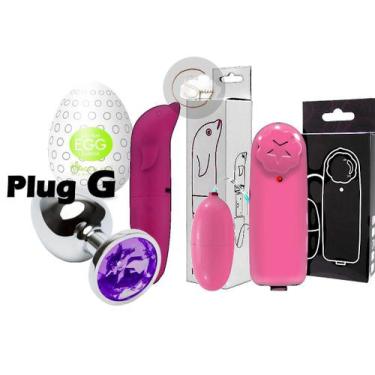 Imagem de Kit golfinho vibrador + bullet + plug anal grande + masturbador mascul