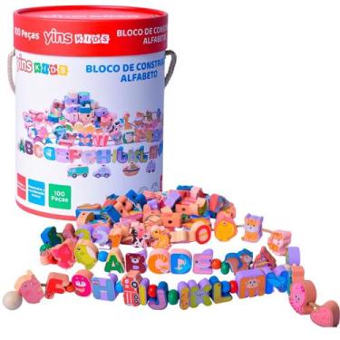 Imagem de Blocos de Montar 100 Pçs Alfabeto Número Letra Animais Brinquedo para 