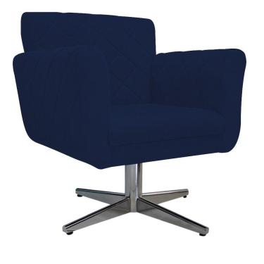 Imagem de Poltrona Atenas Base Giratória de Metal Suede Azul Adj Decor