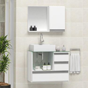 Imagem de Conjunto Gabinete Polo 60cm Branco Inteiro