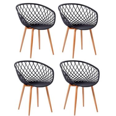 Imagem de Kit 4 Cadeiras Monaco Com Assento Em Polipropileno Fratini Preto