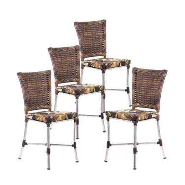 Imagem de Kit 4 Cadeiras Angra Em Aluminio Com Almofada Trama Original Argila