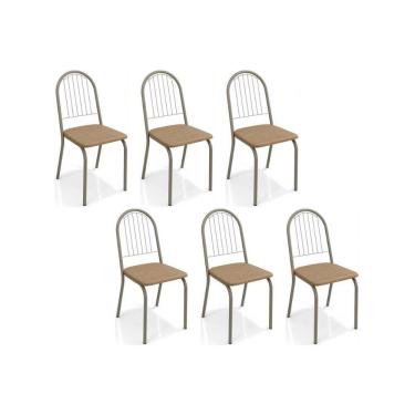 Imagem de Cadeira De Cozinha Noruega C077 Kit 6 Un Niquel Capuccino