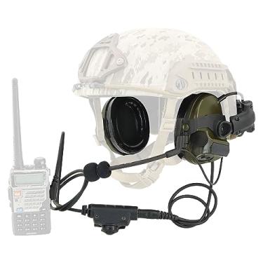 Imagem de HEARFALCOM Fone de ouvido tático COMAT III adaptador de trilho de arco para capacete tático, versão não militar, fone de ouvido de tiro com V2 U94 PTT para esportes de caça com armas de ar (FG)