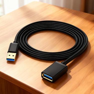 Imagem de Cabo USB A para A de 1,5 m, fio trançado de nylon USB 3.0 tipo A macho para disco rígido, transferência de dados de alta velocidade de 5 Gbps para impressora, scanner, PC, laptop, leitor de DVD, hub