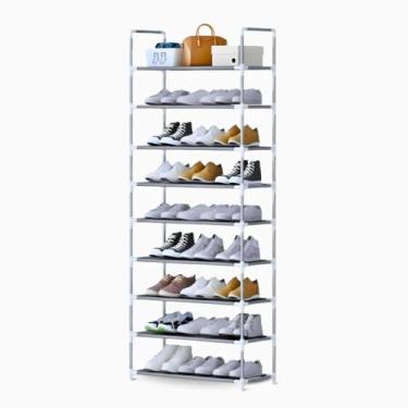 Imagem de Organizador Sapateira Portátil Desmontável 9 Andares com Prateleiras Vertical para Até 27 Pares de Sapatos em Metal e Plástico moderna, independente, economiza espaço,armário, entrada, quarto