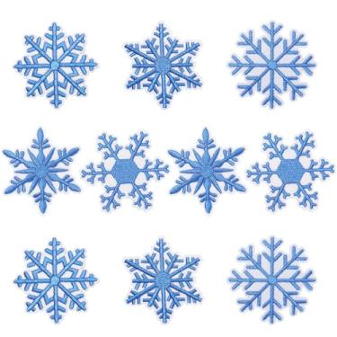Imagem de mortd 10 peças de adesivos de floco de neve de Natal, adesivos bordados de floco de neve, apliques de Natal costurados em adesivos para Natal, inverno, artesanato, roupas, bolsas, decoração de festa