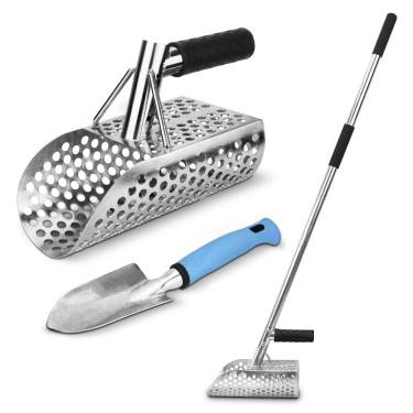 Imagem de Pá de detecção de metal, acessório de detecção de metal de cabo longo de aço inoxidável, para caça ao tesouro subaquática, detecção de metal na praia e escavação. (estilo 10)