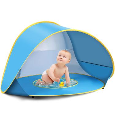 Imagem de Barraca de Praia, Barraca Praia, Barraca de Paia com Piscina, Tenda para Piscina de Bolinhas, Tenda de Praia, Barraca, Cabana, Tenda, Proteção UV à Prova Vento, 130 * 85 * 70 cm