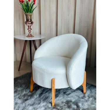 Imagem de Poltrona Orgânica Requinte Sala Escritório Pé Madeira Bege Claro