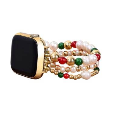 Imagem de Pulseira feminina para relógio inteligente Christmas Magic compatível com Apple Watch séries SE 9, 8, 7, 6, 5, 4, 3, 2 e 1 de 44 mm, 40 mm, 41 mm, 45 mm, 49 mm e 42 mm (luz das estrelas de Natal