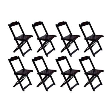 Imagem de Kit 8 Cadeiras De Madeira Dobravel Tabaco - Marrom