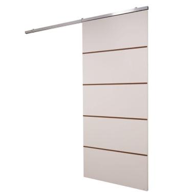 Imagem de Porta De Correr Branco Prime Frisada Kit Alumínio F03 - 210x70